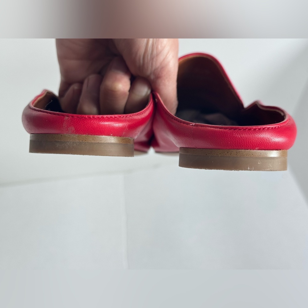 COACH Red Sienna Leather Slip On Slides Flat shoes size 7.5 - Picture 7 of 9